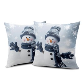 Kwlegh Christmas Decorations Snowman Pillows Covers Winter Snowflake Couch Throw Pillows Cases 24x24 Set of 2 Cotton Pillow Cases Decorative Christmas Pillows for Outside