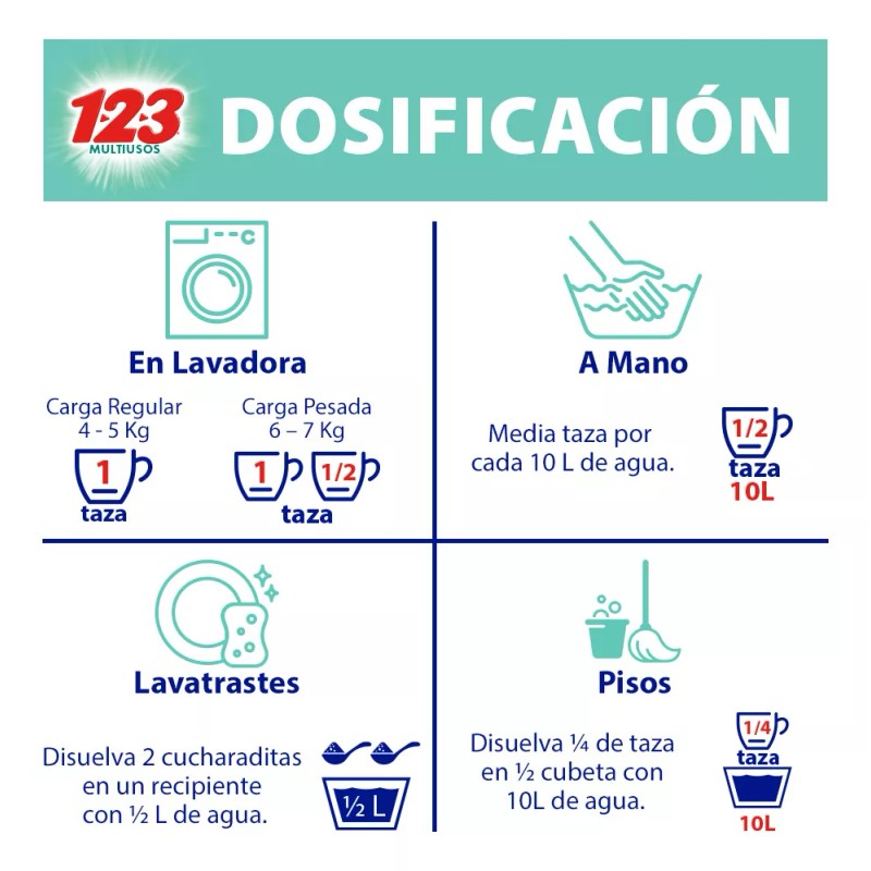 123 Multiusos Polvo Bolsa De 900 g Detergente Para Ropa