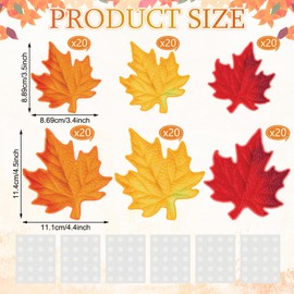 Marspark 120 Pcs Fall Leaves Cutouts 2 Assorted Sizes Maple Leaf Accents Red Yellow Orange Autumn Paper Cut Outs with Glue Point Dots for Fall Thanksgiving Classroom Bulletin Board DIY Craft Project