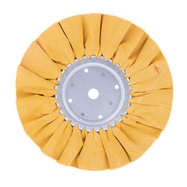 United Pacific & Keystone Polishing 90030 10” Yellow Treated Airway Buff – 5/8” & 1/2” Arbor, d-50 Treatment, Hard Buff, Biased Cut, 16 ply – ONE Unit