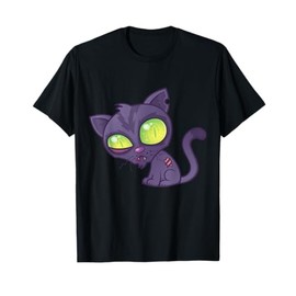 Funny Cartoon Zombie Kitty Cat Kitten With Big Green Eyes Men Women Kids T-Shirt
