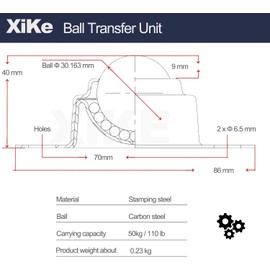 XiKe 16 Pack 1-3/16" Roller Ball Transfer Bearings, Used for Roller Stand, Transfer Equipment and Transmission System CYA Type.