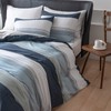EAVD Cotton Duvet Cover Set White Gray Blue Striped Duvet