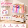Kids Clothing Rack with Storage Basket Sturdy U-Shaped Dress Up