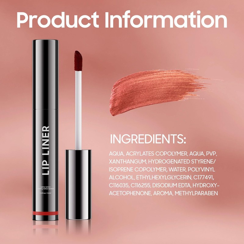 OETUIOW Lip Stain Peel Off, Waterproof Lip Liner with Plumping