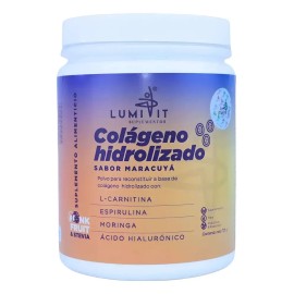 Colágeno Hidrolizado Puro Lumivit Sabor Maracuya 1 Botes 725 G I 30 Días I Con Moringa + Acido Hialuronico + L-carnitina + Probióticos + Prebióticos Y