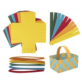 Ideen mit Herz Woven Baskets | Made of Paper | for Crafts and Braiding | Easter Nest | Decoration | Gift Basket | Packaging | 12 cm x 8 cm x 6.5 cm | Pack of 10 (Bright Colours)