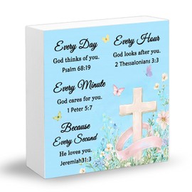 Christian Gifts For Women Faith Wood Signs With Bible Verse Best Christian Religious Graduation Gifts Spiritual Gift For Women Men Faith Based Gift Every Second God He Loves You