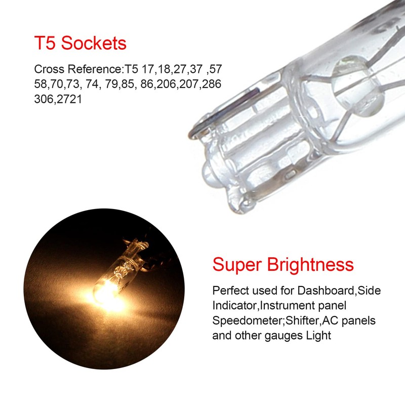 cciyu 20 pcs T5 17 86 206 White Halogen Light