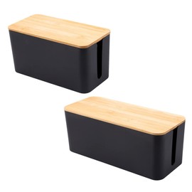 SHOWERORO 2pcs Cable Management Storage Boxes Power Outlet Plug Protector Cases for Organizing Wires Durable Wire Storage Containers for Gaming and Workspaces