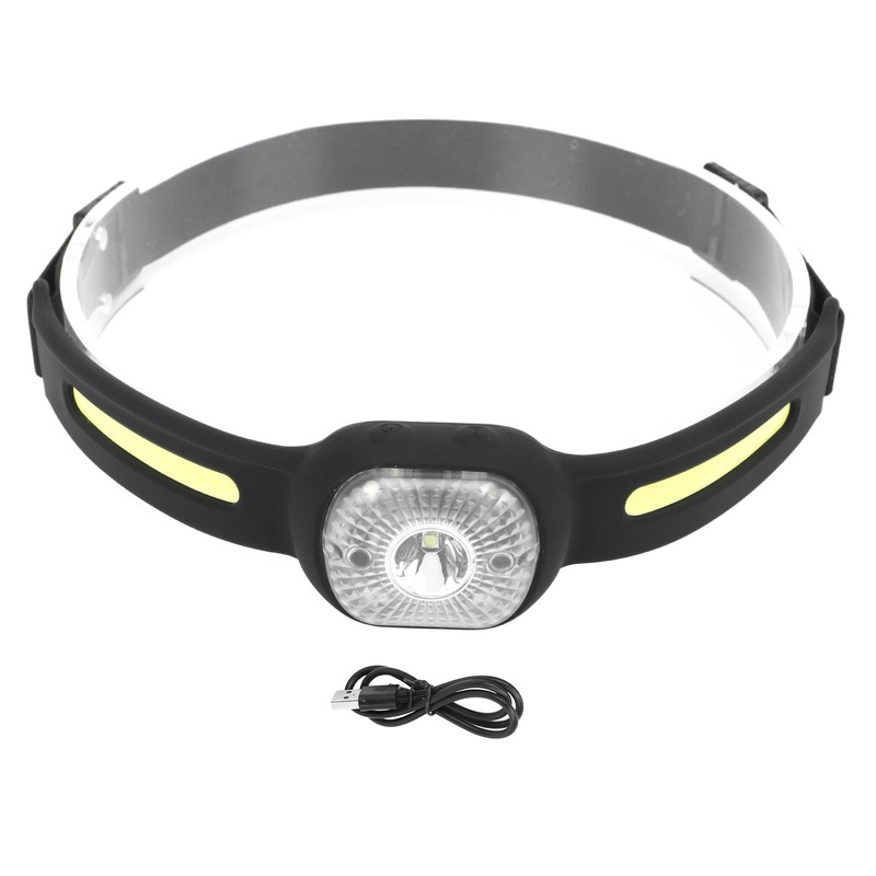 Silicone Headlamp Adjustable Light USB Charging COB Sensing Lamp for