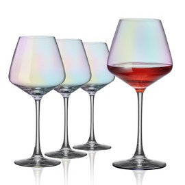 PTSTING Wine Glasses Iridescent Wine Glasses 15.5oz Red Wine Glasses Set of 4 Burgundy Wine Glasses for Wine Tasting, Wedding Gift, Anniversary, Christmas, Birthday