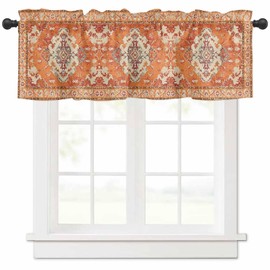 Boho Valances for Windows Bohemia Rod Pocket Valance Window Treatments Tribal Vintage Rustic Fall Burnt Orange Short Curtains for Kitchen Windows Bathroom Bedroom 42 x 12 inch