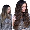 LaaVoo Real Hair Extensions with Wire Brown Balayage Invisible Secret