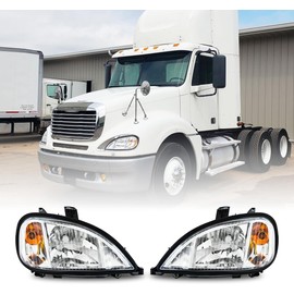 Pair Set Headlights Fit For 2004-2017 Freightliner Columbia Replacement Headlamp DOT and SAE Approved