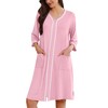 Ekouaer Zipper Robes for Women 3/4 Sleeves Lightweight House Coat