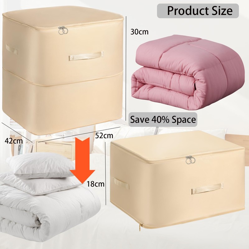 VOKABY Pack of 2 Storage Bags for Duvets, Clothes Storage,