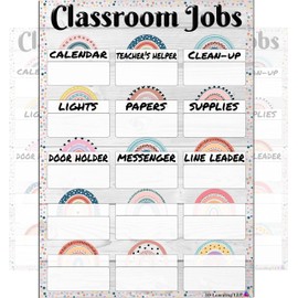 3D Learning LLF Boho Class Jobs Chart- Laminated 14x19.5 - Classroom Posters and Decorations, Back to School Supplies, Teachers’ Posters for Preschool, Kindergarten, Elementary Classes, Home School