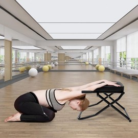 PIAOCAIYIN Yoga Headstand Bench, Foldable Yoga Inversion Chair for Practice Head Stand, Shoulderstand and Strength Training Up to 330.7 Lbs (Black)