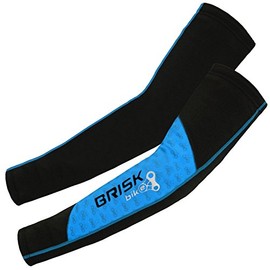 Brisk Bike Compression Cycling Arm Warmer offer Protection in Cooler Conditions (Blue, S/M)