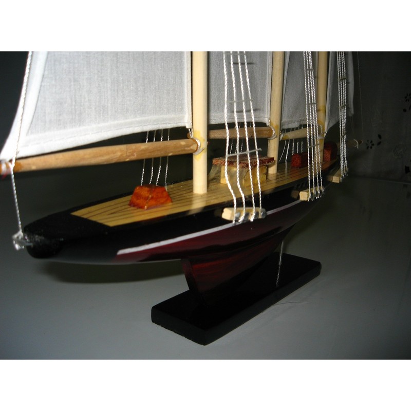 Atlantic Hand Made Wooden Model Sailing Ship 14" White Sail