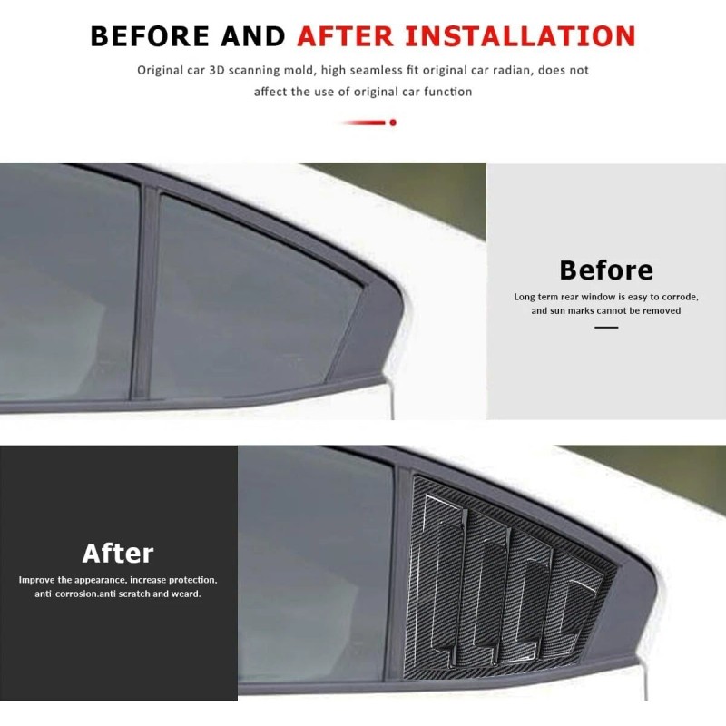 DLOVEG Rear Side Window Louvers for 2015-2021 Subaru WRX STI