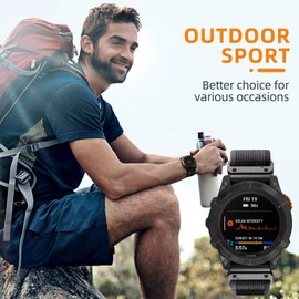 Ouwegaga Compatible with Garmin Fenix 5X/Fenix 6X/Fenix 7X/Fenix 8 51mm Band, 26mm Width Nylon Sport Watch Strap for Fenix 5X Plus/Fenix 6X Pro/Fenix 7X Pro/Fenix 3/Fenix 3 HR/Descent MK1/D2 Delta PX