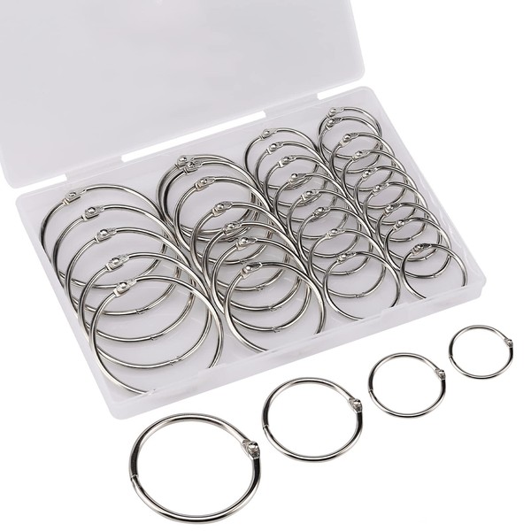 MyArTool Assorted Sizes Binder Rings, 1, 1.2, 1.5, 2 Inch Nickel Plated Steel Book Rings for Index Cards, Keychain, Notebook, Reports, Loose Leaf Paper, Photo Albums
