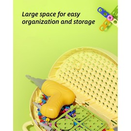 Magic Montessori Play Toolbox with Electric Drill, Creativity Tool Box with Drill for Kids 3+, Design and Drill Toy for Boys&Girls, Montessori Tool Set(211PCS Dino-B)