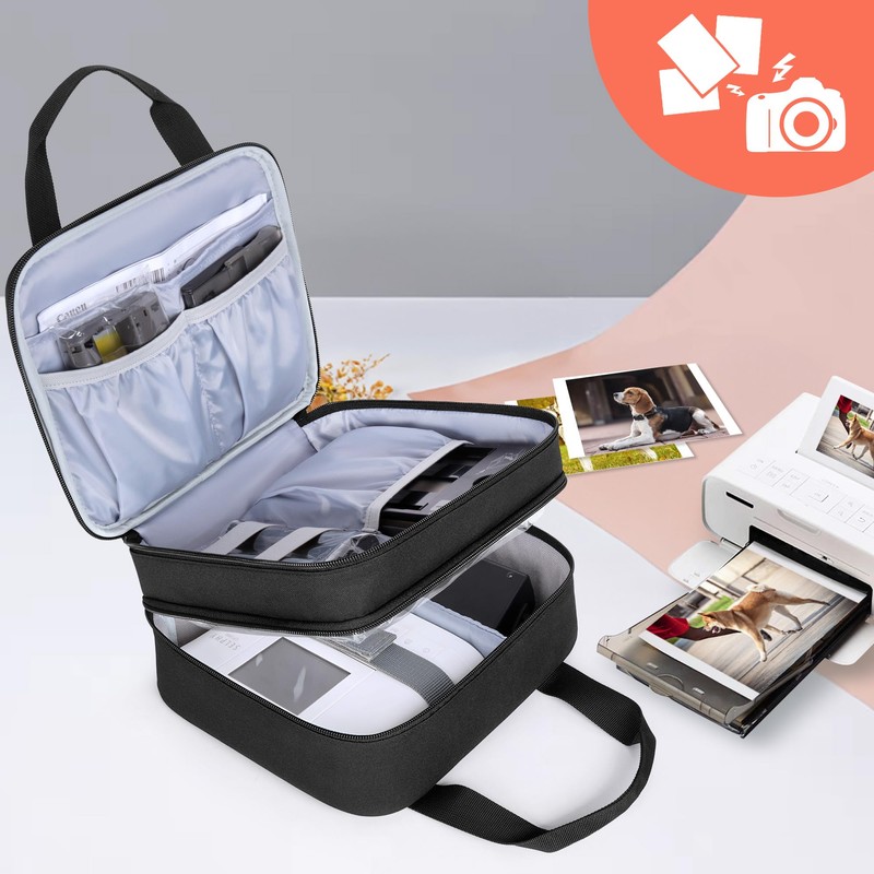Luxja Photo Printer Storage Case, Double Layer, Holds Parts Together,