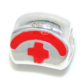 925 Sterling Silver Box with Red Cross Charm Bead