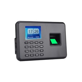 Intelligent Biometric Fingerprint Password Attendance Machine Employee Checking-in Recorder 2.4 inch LCD Screen DC 5V Time Attendance Machine Black EU Plug