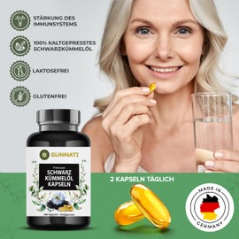 Black Cumin Oil Capsules, 400 Pieces, 6 Month Supply, 1000 mg Egyptian Nigella Sativa Black Cumin Oil, Made in Germany (400 Capsules)