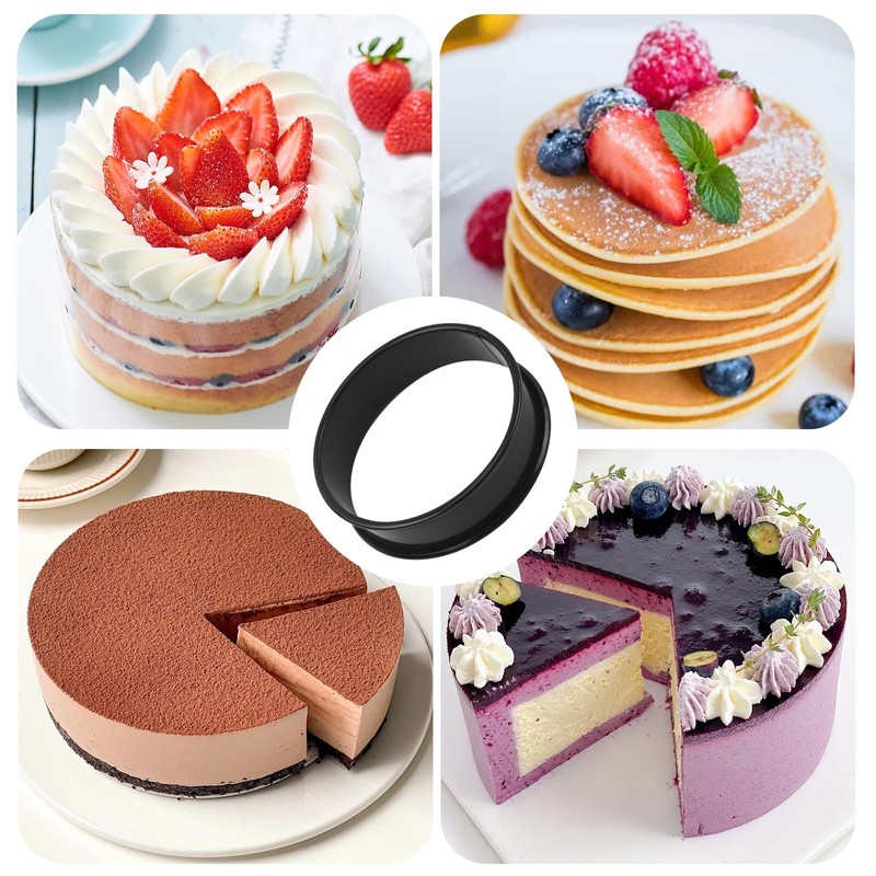 8PCS Crumpet Rings, Stainless Steel Fried Egg Ring Black Tart