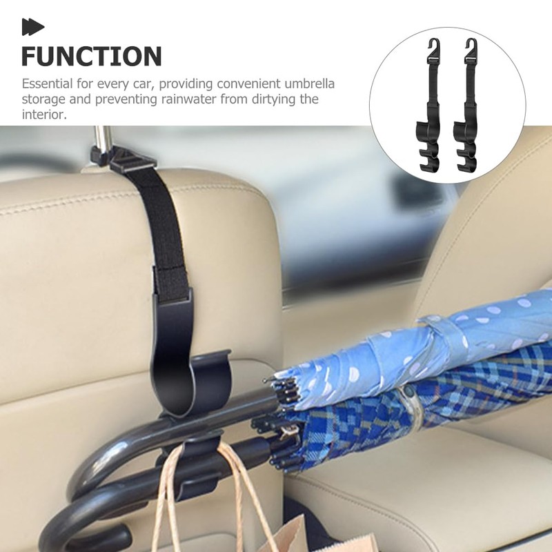 VORCOOL 2pcs Car Hooks, Seat Back Hooks, Trunk Umbrella Holder,
