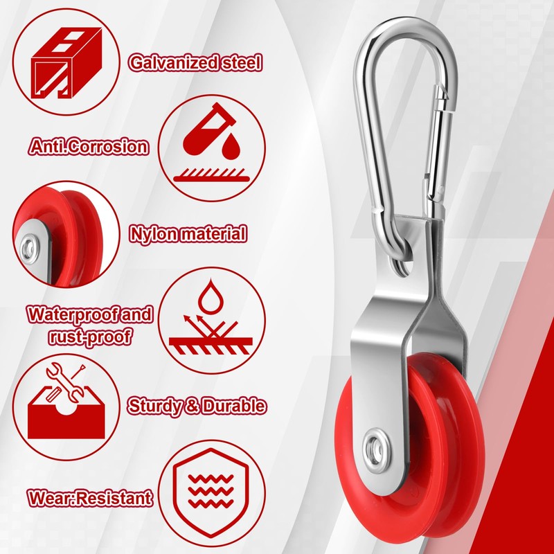 Tondiamo 15 Sets 1-3/4" Red Nylon Pulley and 1/4" Spring