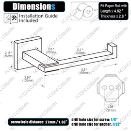 KOKOSIRI Soporte de Papel higiénico Chapado en Cromo para Cocina, Soporte para Rollos de Papel higiénico de Acero Inoxidable montado en la Pared B2006CH