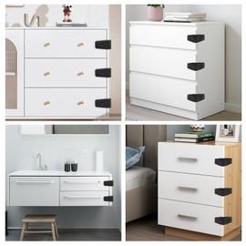 FYY Cabinet Locks for Babies - 4 Pack Child Proof Cabinet Locks Child Safety Locks for Cabinets Baby Proofing Angle Type Drawer Locks Latches with Strong Adhesive for Drawers Doors Cabinets Black