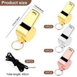 3-Piece Whistle, Stainless Steel Whistle, Whistle with Lanyard, Referee Command Whistle, Emergency Whistle, Sports Whistle, Outdoor Whistle