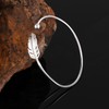 ASTER Silver Feather Bangle Bracelet Adjustable, Fidget Bracelet Bangle Jewelry