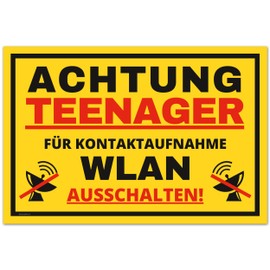 Caution Teenager Sign (30 x 20 cm) - Funny Gift for Teenagers for Youth Consecration or Birthday Door Sign as Teenager Room Decoration - For Boys and Girls