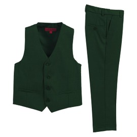 2 Piece Kids Boys Hunter Green Vest and Pants Formal Set, 5
