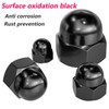 Qrity 20 Pcs Acorn Cap Nuts, M3 Black Carbon Steel