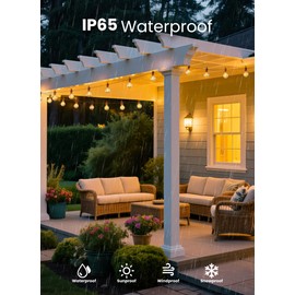Outdoor-String-Lights-Paio-Lights, 100FT (50FT*2) 50+2 Shatterproof Bulbs Outdoor Patio Lights, IP65 Waterproof Connectable Hanging Outside Light for Backyard, Porch, Deck, Balcony, 2200K