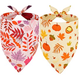 SZEE Dog Bandana, Autumn Dog Bandana, Neckerchief Dog Gift with Maple Leaf, Fall Dog/Cat Bandana, Dog Clothing, Headscarves, Washable for Small/Medium/Large Dogs and Cats, Pack of 2, XL
