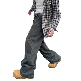 Men's Baggy Jeans Y2K Streetwear Empyre Pants Wide Leg Hip Hop Extra Loose Fit Skater Denim Long Casual Trousers(Nostalgia Blue-L)
