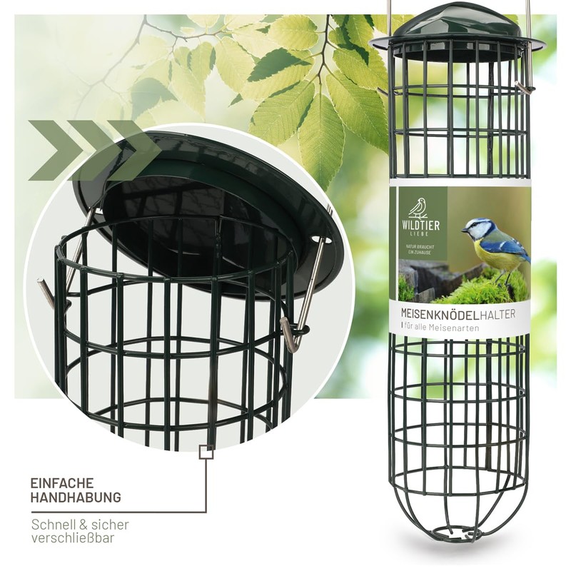 wildtier liebe Fat Ball Holder 31 cm, Green - Bird