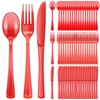 300 Piece Clear Red Plastic Silverware Disposable Plastic Cutlery Party