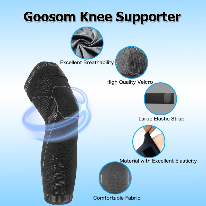 Goosom 2 x Adjustable Knee Brace Unisex Elastic Compression Sports