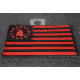 Ivamis Gadsden American Flag Red Black Patch- 3.5x2.2 inch - P4786